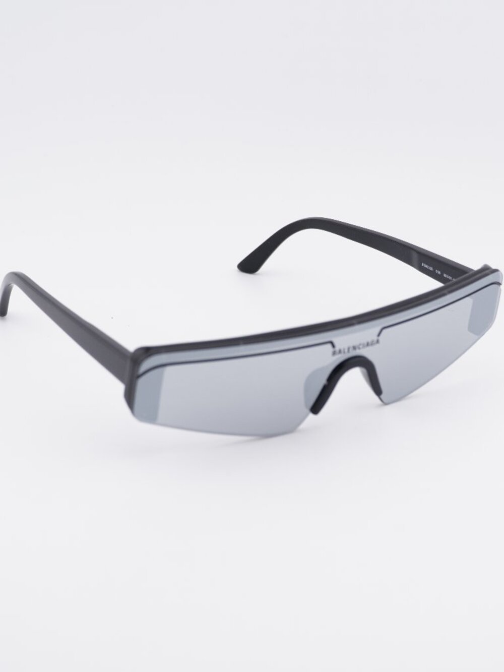 Balenciaga BB0003S 005 Sunglasses Black Shield Frame, Mirror Lenses